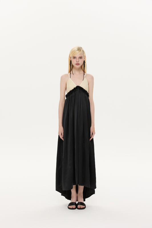 Satin Trim Long Dress